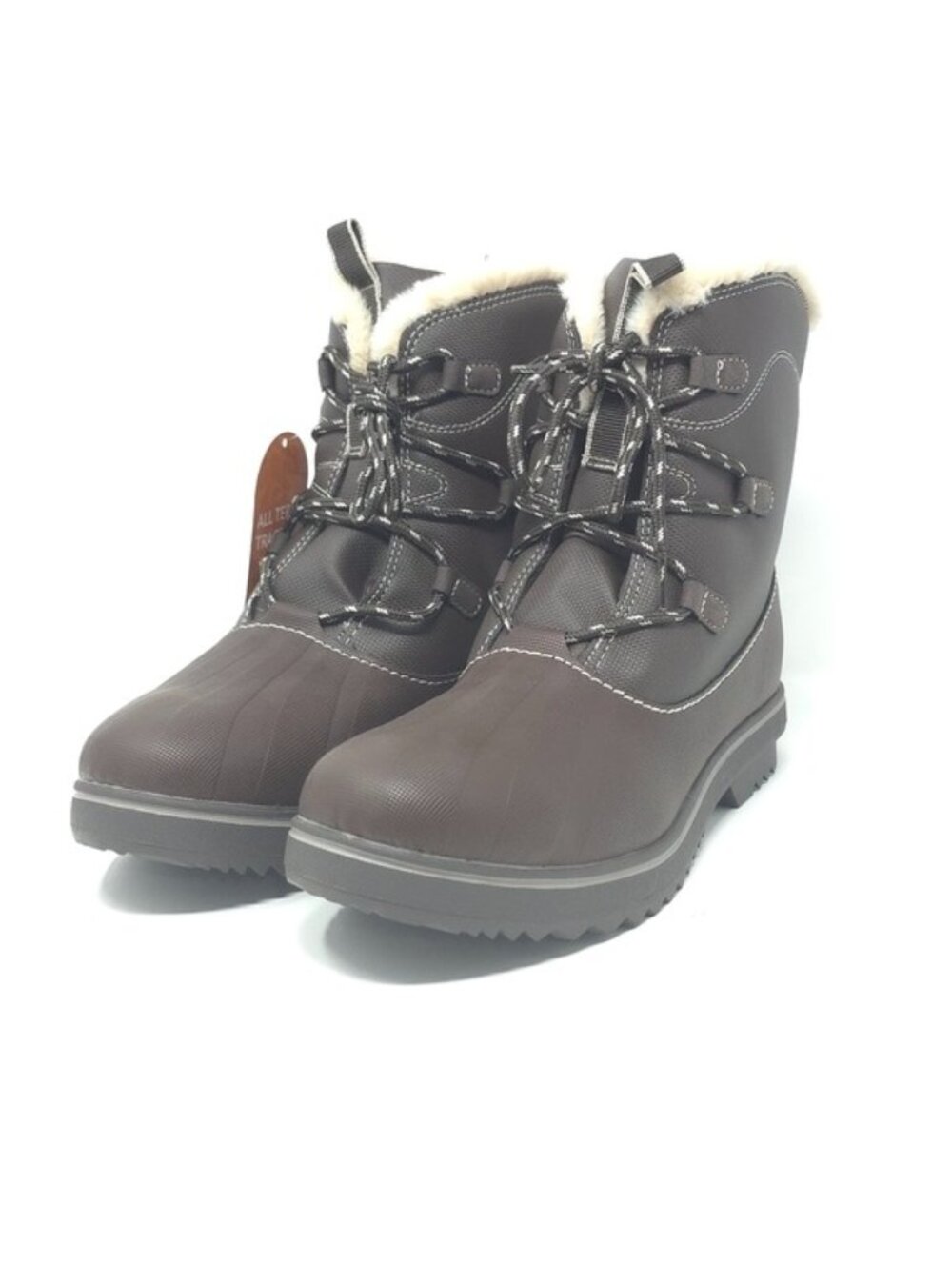 JBU Brisky Winter Boots Dark Brown/Taupe Faux Fur Size 11M
